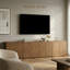Meuble de rangement à 2 portes, meuble d'appoint en bois massif avec portes sculptées à la main en 3D, système de rangement modulaire, meuble extensible pour salon et meuble télé, montage facile, aspect teck-1590486303