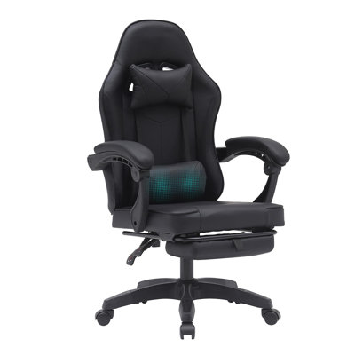 Radelldar Adjustable Reclining Ergonomic Faux Leather Swiveling PC & Racing Game Chair with Footrest
