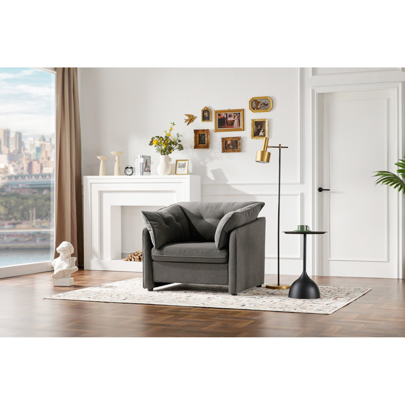 Fauteuil moderne surdimensionné en chenille, Gris chenille