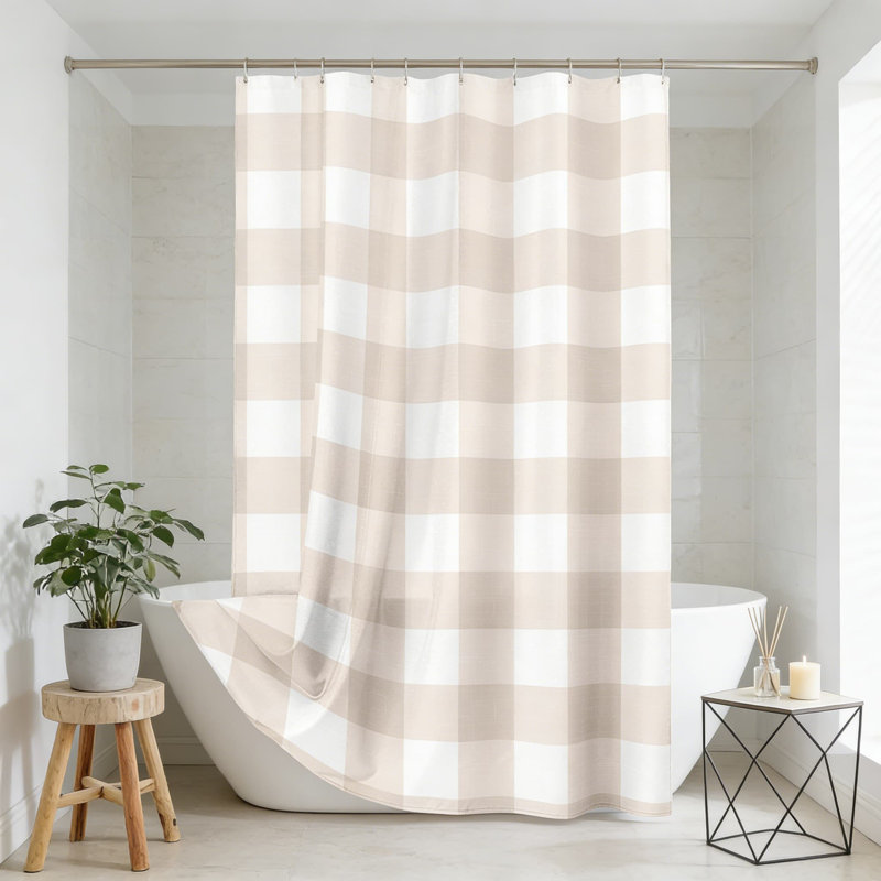 Ensemble de rideau de douche Classic Gingham, Beige