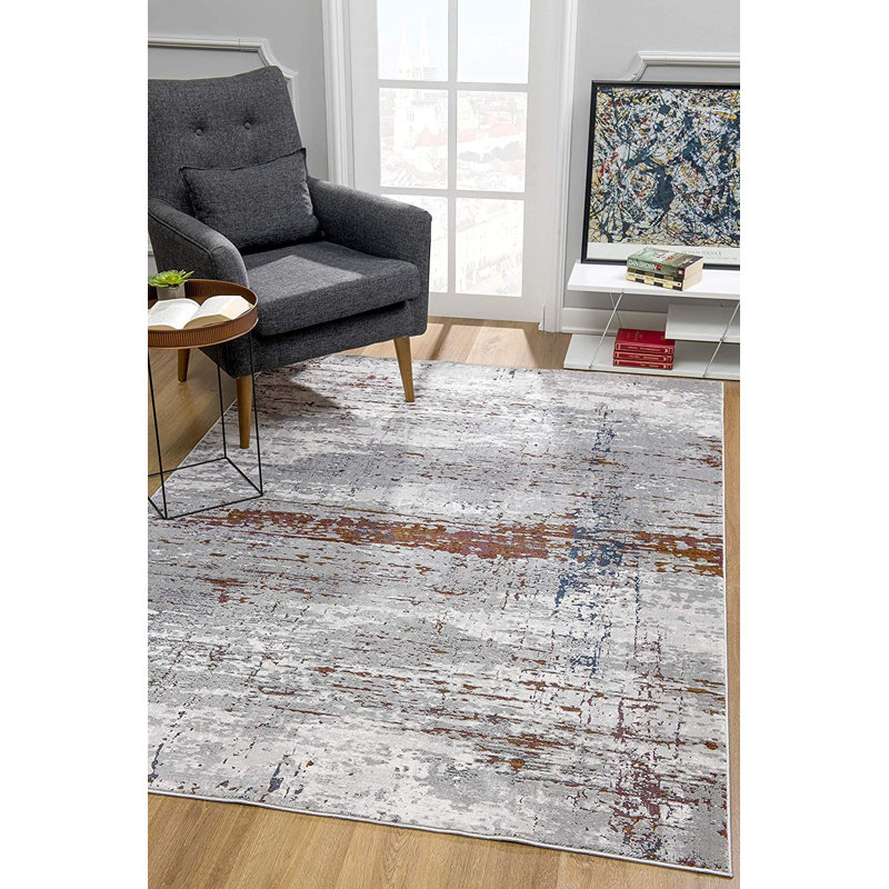 Tapis décoratif multicolore à motif abstrait, Rectangle 7 pi x 10 pi