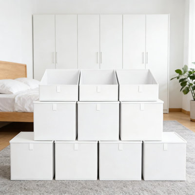 Fabric Storage Bins 10 Pack - Collapsible Closet Organizer Baskets With Trapezoid Design For Shelves, Perfect For Clothes, Toys, Books, And Towels