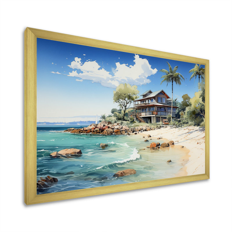 " Seven Mile Beach III ", Gold Single Picture Framed, 24" H x 32" W x 1" D