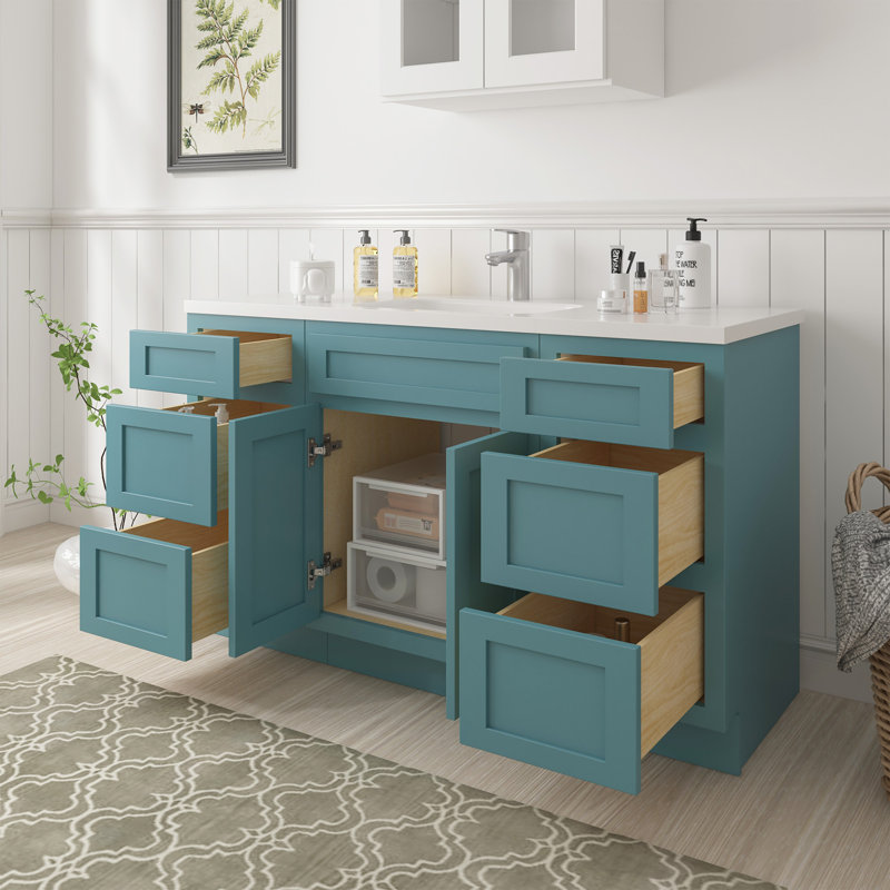 Base de meuble-lavabo simple 54 po seulement, Bleu sarcelle