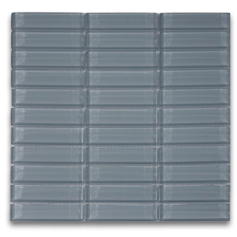 Carreau de mosaïque en verre Cerium 1 po x 4 po à finition polie imperméable pour dosseret et murs - feuille de 12 po x 12 po