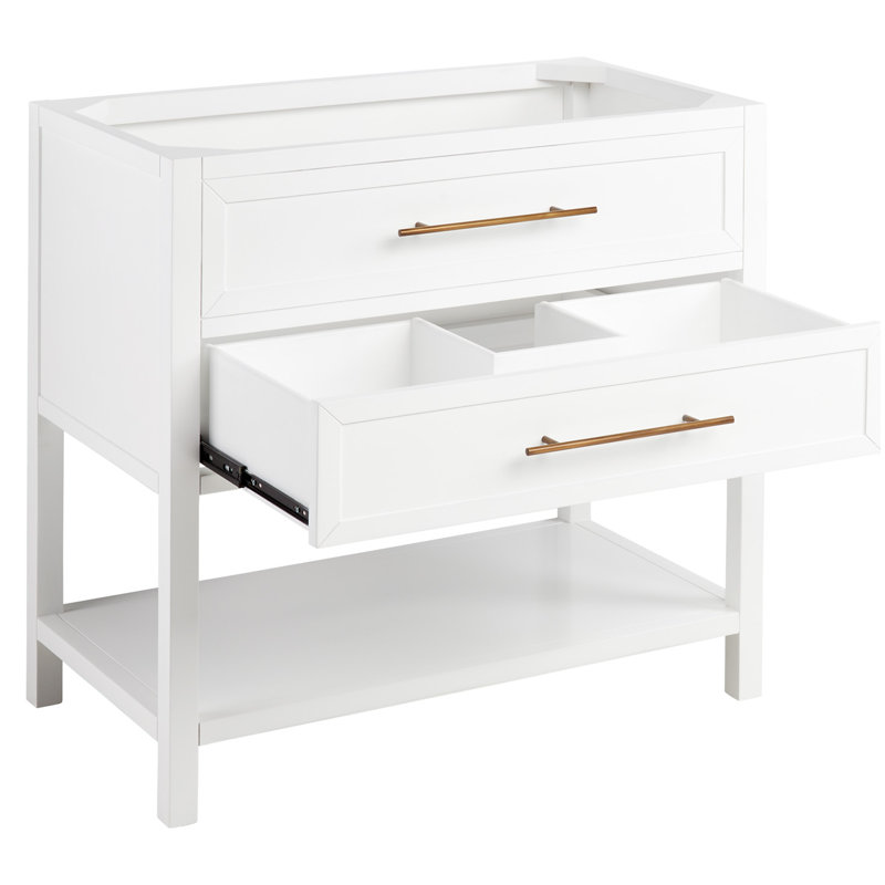 36" Robertson Single Bathroom Vanity Set with Oval Undermount Sink, Arctic White Quartz, 8" Widespread, White