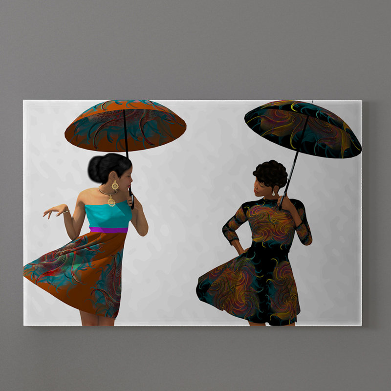 « brella filles mode africain american », reproduction d’impression sur toile, H 30 po x l 45 po x P 1,5 po