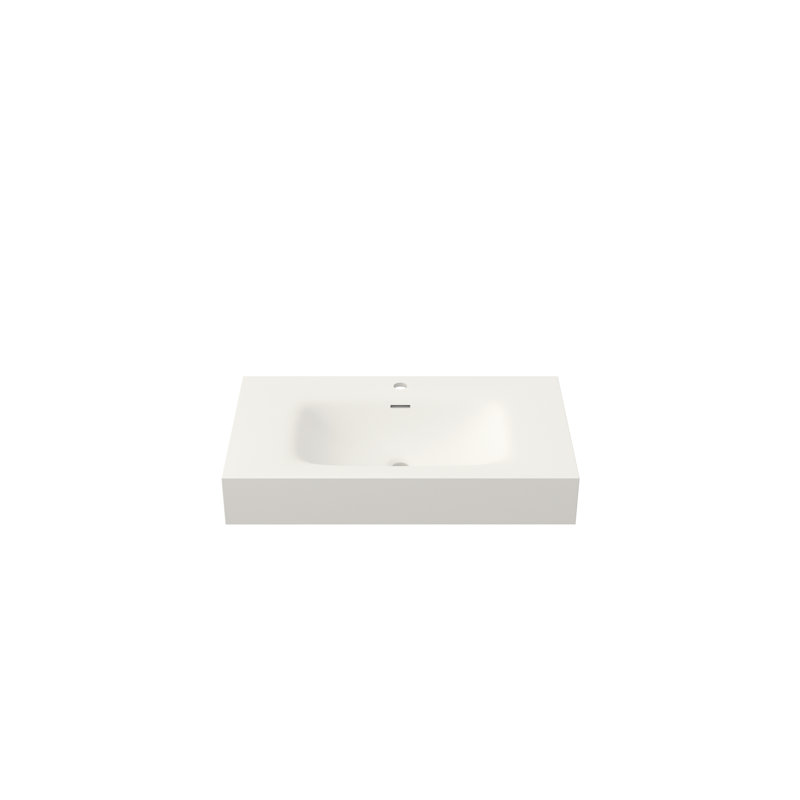 Vasque de salle de bain en résine de pierre à surface solide - Blanc mat, hauteur 12,8 cm, largeur 45,2 cm, profondeur 81 cm, poids 15,2 kg. Durabilité exceptionnelle, entretien facile, installation adaptable. Évacuation optimale des eaux.