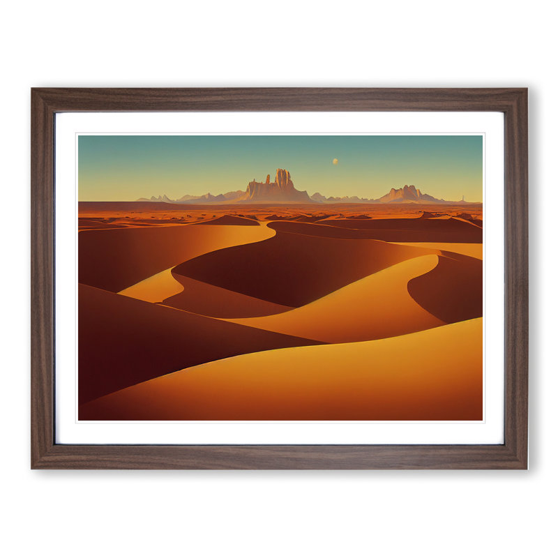 Golden Sand Desert Vol.1 1 Piece Single Picture Frame Wall Art, 34cm H x 46cm W x 2cm D, Walnut Framed