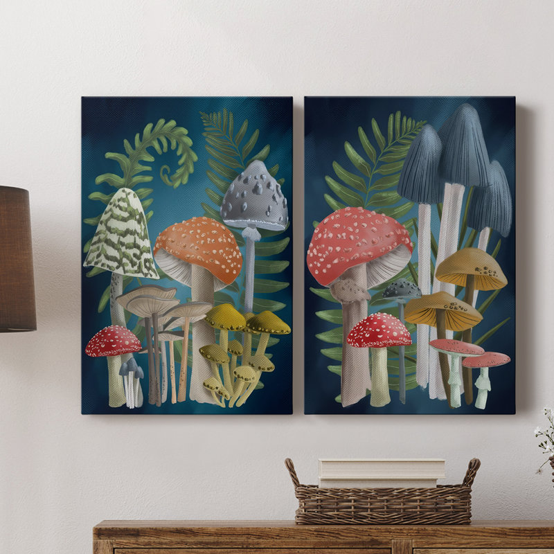 Récolte de champignons I - Toile tendue avec châssis de qualité supérieure - Prêt à être accroché, H 12 po x l 16 po