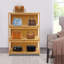 Vitrine de rangement en bambou à grande capacité 3 niveaux pour CD, petites pierres, livres