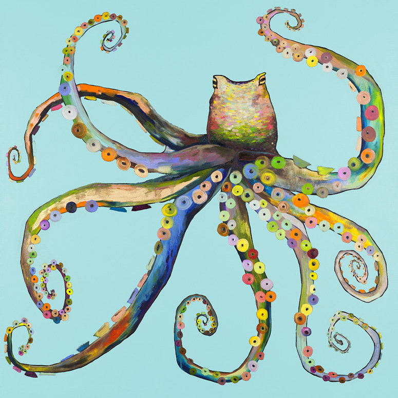 " Bright Octopus " by Eli Halpin Painting Print, 40" H x 40" W