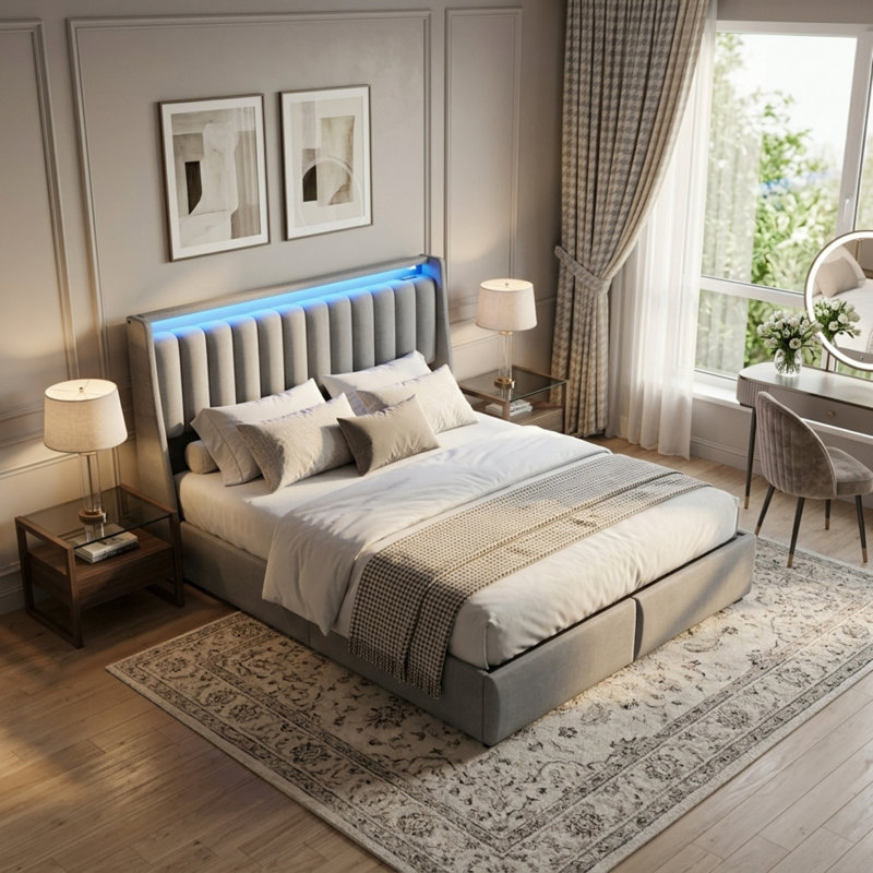 Base de lit tapissier grand, Grand lit