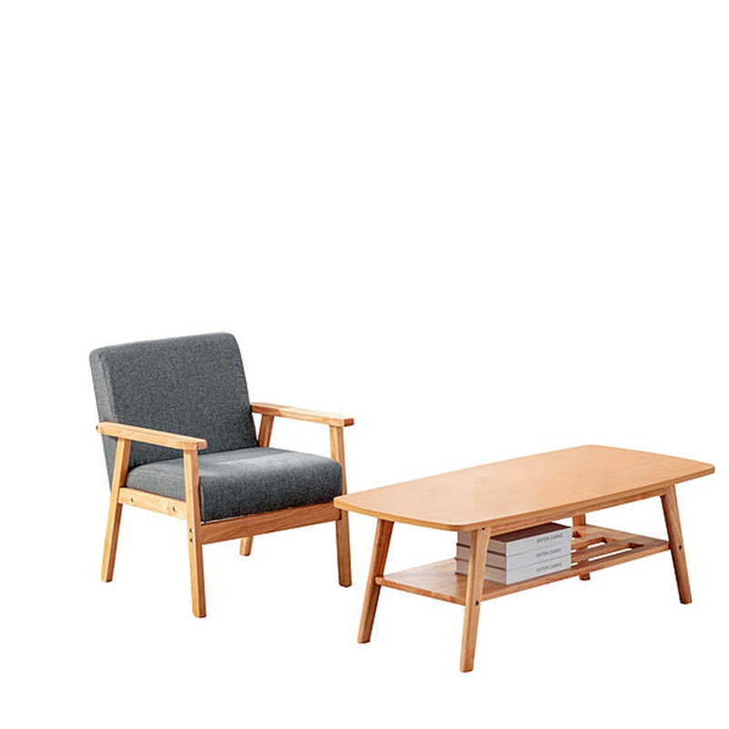 Fauteuil l 21,59 po Lenell, Naturel, Lin gris
