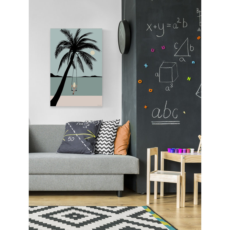 «Palm Tree Swing», reproduction sur toile tendue, H 12 po x l 8 po x P 1,5 po