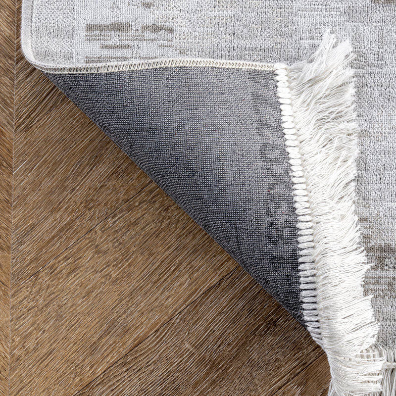 Venice Fringed Silver Area Rug, Rectangle 10' x 14' 4"