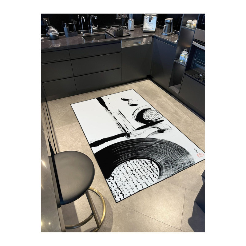 Tapis tissé à la machine à motifs arabes lavable à la machine, Rectangle 3 pi 3 po x 4 pi 11 po