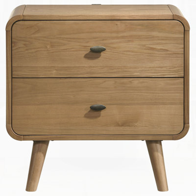 2-Drawer Nightstand Bedside Table Light Ash