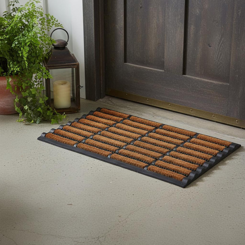 Tapis de porte d'extérieur en caoutchouc noir 18 po x 30 po