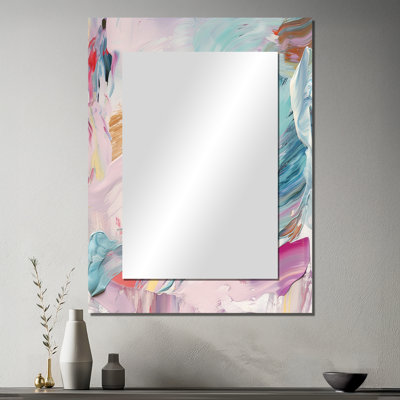Spring Miracles In Tender Retro Pastel - Abstract Painting Large Wall Mirror, Pink Decorative Mirror, Printed Metal Art