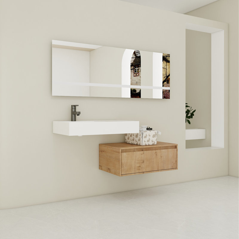 Meuble-lavabo en résine élégant et pratique pour salle de bain avec rangement