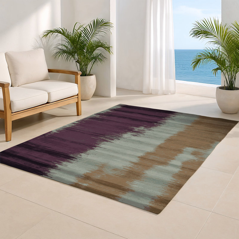 Watercolor Brown Indoor and Outdoor Area Rug, Rectangle 4' x 6'