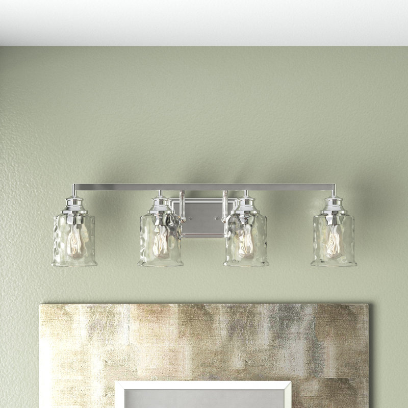 Glenn Dimmable Vanity Light, Polished Nickel, 9" H x 32" W x 6.5" D, 4