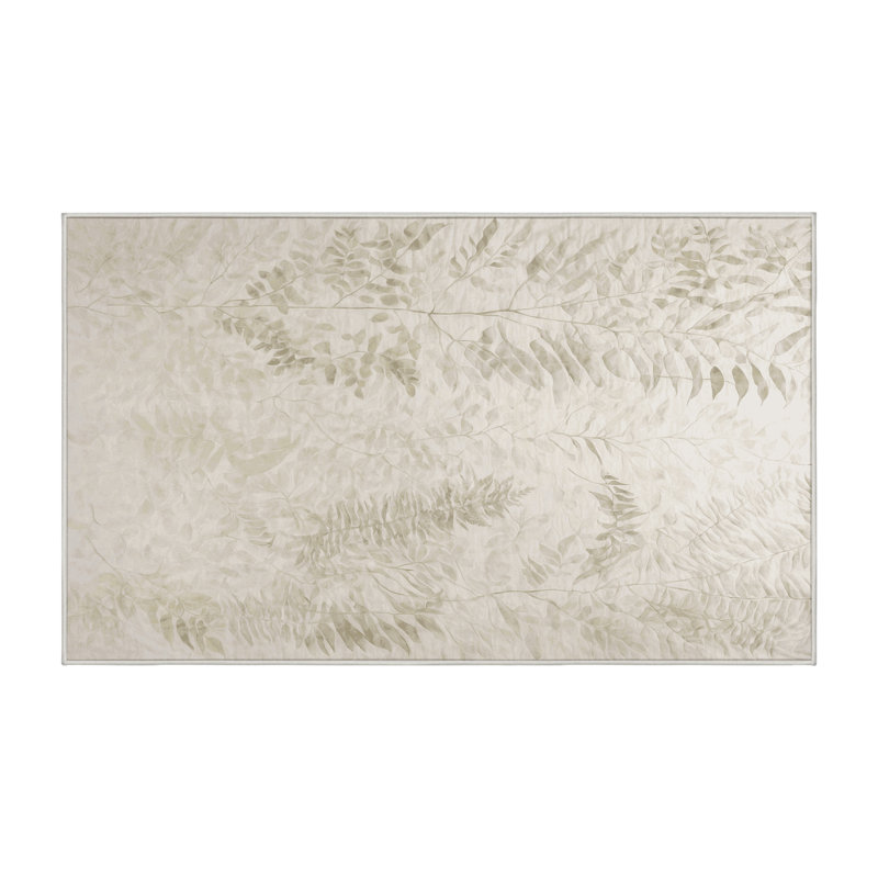 Machine Washable Beige Area Rug, Rectangle 7' x 9'