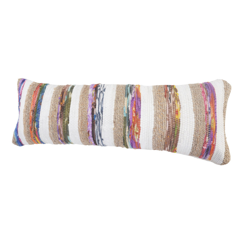 Modern Boho Striped Chindi Woven Decorative Throw Pillow Cover