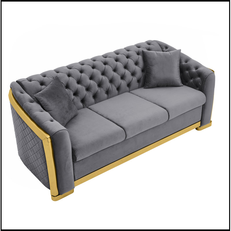 Ensemble de canapé Chesterfield Velvet Luxury, Gris