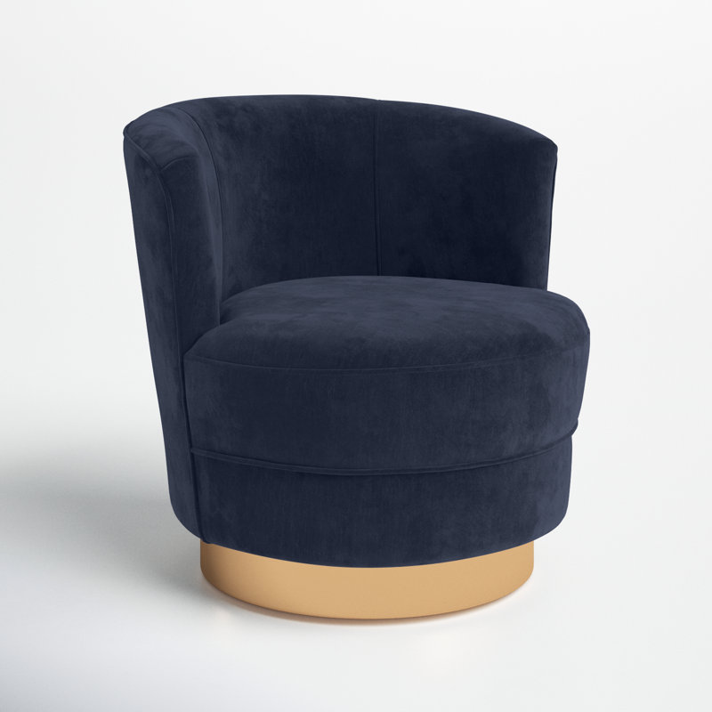 Chaise d'appoint pivotante en velours Shebaka, Bleu velours