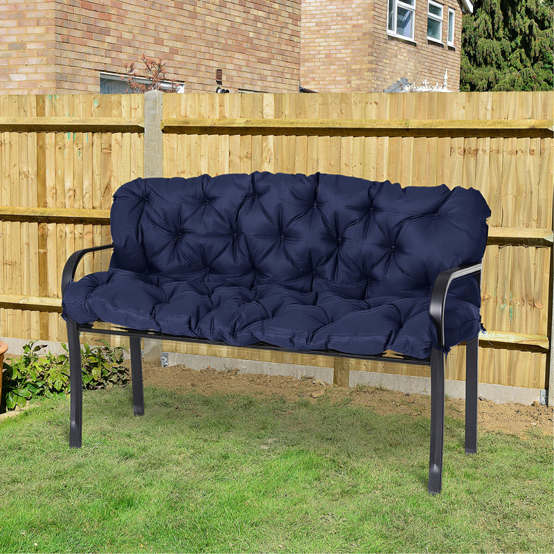 Coussin de patio bleu foncé pour 3 balançoires et 3 chaises d'extérieur, bleu, rembourré, avec canapé et attaches
