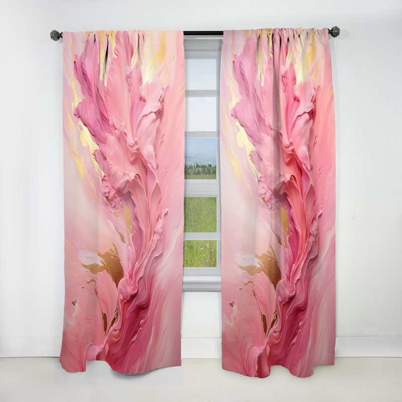 Elutheria Pink Radiant Dusk Dream II - Modern Velvet Curtain - Room Darkening - 1 panel, 52" W x 120" L