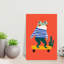 Skating Frog Modern Playful Whimsical Cactus Frog Landscape Nature Wall Art Print 1 Piece Wrapped Canvas Wall Art-1311784046