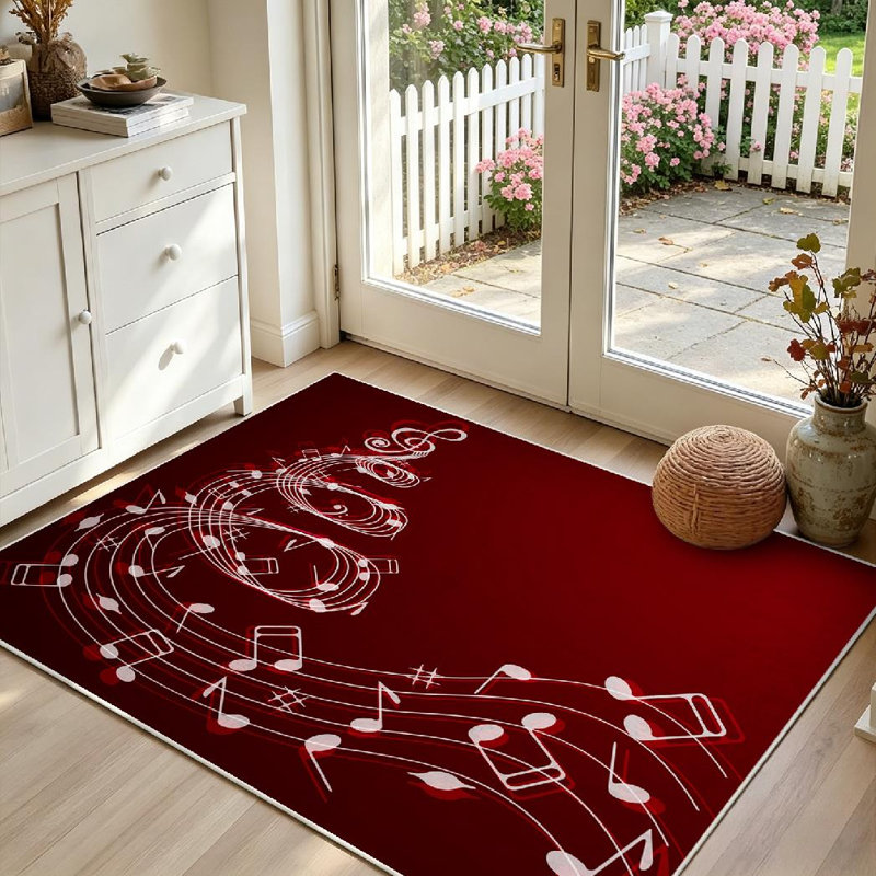 Tapis d'intérieur rouge lavable à la machine, en forme de sapin de Noël triple, Rectangle 39" x 63"