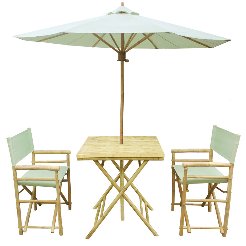 Ensemble bistro 3 pièces avec parasol Sinta, Céladon
