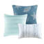 Couette de 6 pièces pour lit double/queen avec taies d'oreiller. Motif aquarelle apaisant. Microfibre pour une ambiance douce et relaxante dans la chambre. Taies d'oreiller lavables à la machine. Rayures. Chambre paisible et douce.