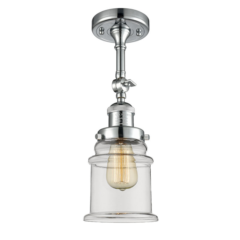 Plafonnier semi-encastré cylindrique simple 6 po Alexandira, Transparent, Chrome poli, Ampoule DEL 6 watts Vinage