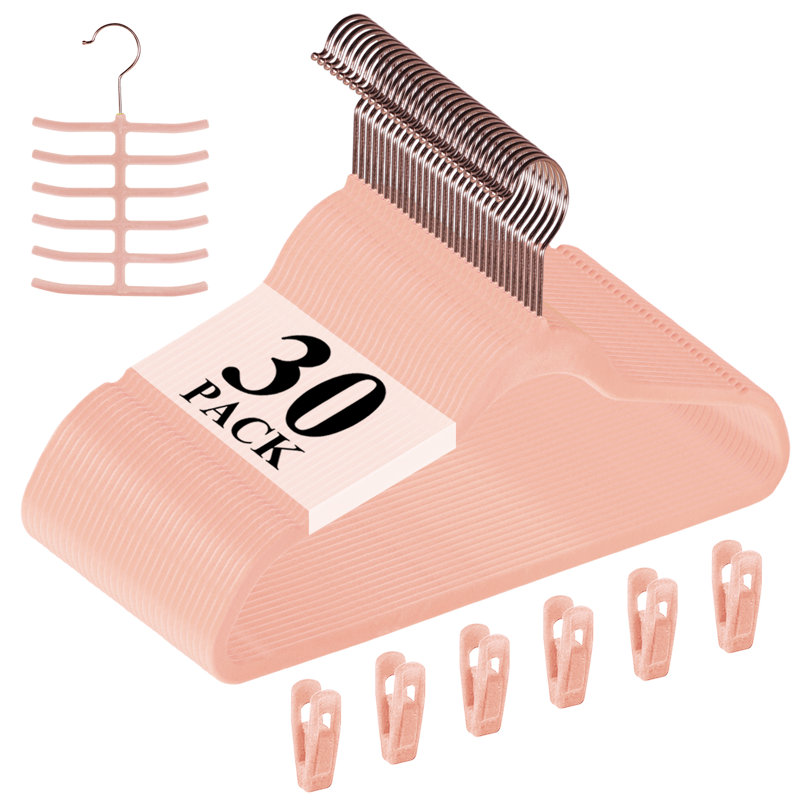 Mackaylee Velvet Non-Slip Standard Hanger, Pink