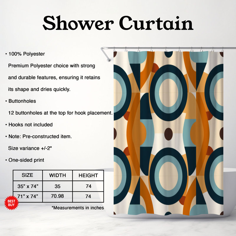 Varied Art - Rideau de douche Premium, H 74 po x l 71 po