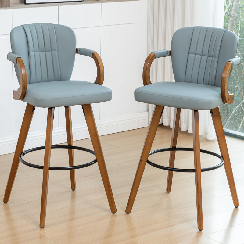 Swivel Upholstered Counter Stool, Counter Stool (26” Seat Height), Blue