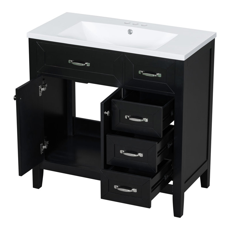 Joannes 35.98'' Single Bathroom Vanity with Top, Black