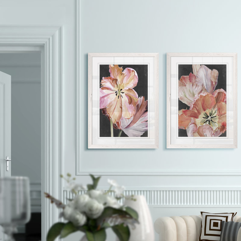 « pastel perroquet tulipes i » par vincent van gogh-2 pièces, ensemble de 2 reproductions d’art sur image, Blanc