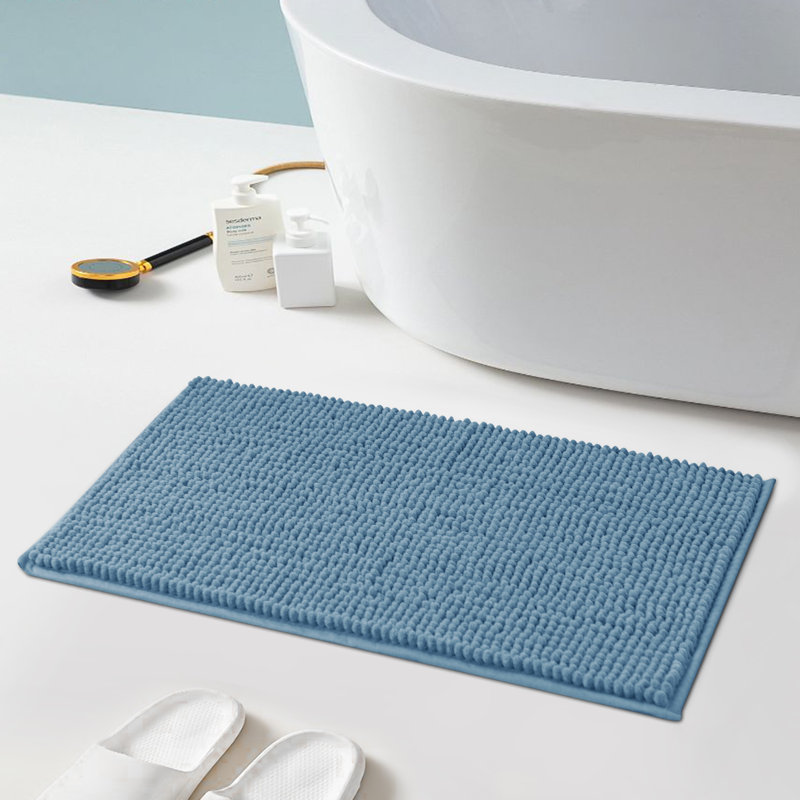 Tapis de bain super doux et absorbant antidérapant, L 24 po x l 16 po, Bleu pierre