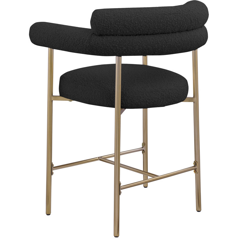 Tabouret de comptoir 26 po Blake, Or brossé, Black, Boucle Fabric