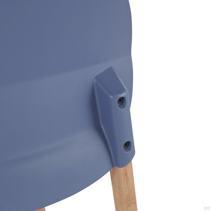 Ensemble de 4 chaises - Pieds en bois de chêne et siège en PP, ensemble de salle à manger et de salon, Gris te bleu