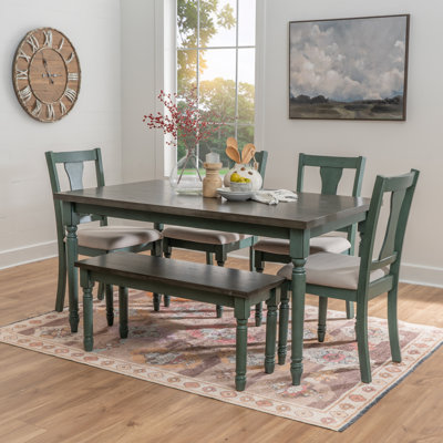 Io 6-Piece Two Toned Wood and Upholstered Dining Set