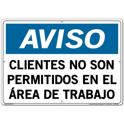 Notice Sign not Permitted in Working Area Clientes No Son -  Vestil, SI-N-19-E-AL-040-S