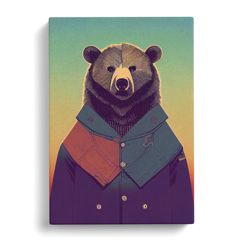 Bear With Jacket No.1 - Wrapped Canvas, 50cm H x 35cm W x 3cm D