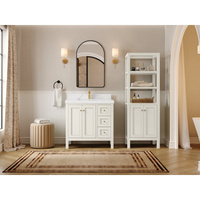 Nashville 36 In. W X 22 In. D Center Sink Bathroom Vanity In Alabaster With 2 In.